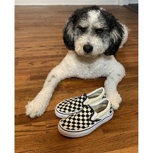 Vans Classic Slip-On - Black/White Checkerboard Checker Check -Canvas - Size 4